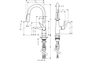 Кухонный смеситель однорычажный, 160, с вытяжным душем, 2jet Hansgrohe 72815800 - 2