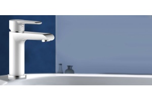 Смеситель для раковины Rossinka  белый, хром (W35-12) - 2