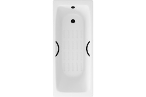 Чугунная ванна Delice Biove 170x75 DLR220509RB-AS с черными матовыми ручками с антискользящим покрытием