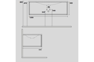 KERASAN SHAPE MOBILE База подвесная 1220х520 мм., 1 ящик, боковины белые/фронт дуб (без раковины) - 2