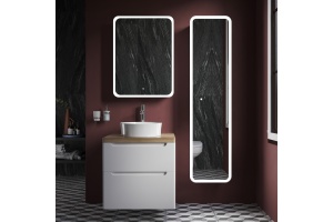 Тумба с раковиной STWORKI Берген 60 белая со светлой столешницей, раковина Sottile 1478-001-0125 - 2