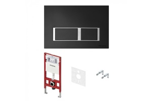 TECE spring комплект 4 в 1 Застенный модуль,панель смыва с прямоугольными кнопками, черный матовый