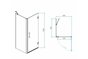 Душевой уголок RGW Passage PA-36B 90x70 профиль черный стекло прозрачное - 2