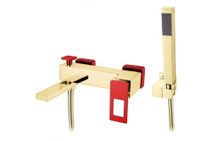 Смеситель для ванны Boheme Q золото с красным