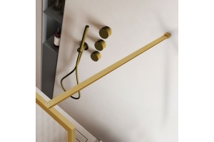 Душевая перегородка Vincea Walk-In 100х200 профиль брашированное золото стекло рифленое  - 3