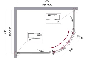 Душевой уголок BelBagno Uno-195 RH 2 100/80 C Cr стекло прозрачное - 3