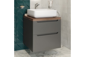 Тумба с раковиной STWORKI Берген 60 серая со светлой столешницей, Soul 1 - 2