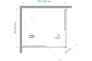 Душевой уголок Royal Bath HPD 100х90 профиль черный стекло матовое - 3