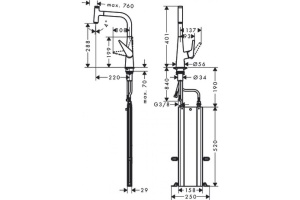 Кухонный смеситель однорычажный, 300, с вытяжным изливом, 1jet, sBox Hansgrohe 73853800 - 2