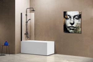 Шторка на ванну Vincea VSB-11800CLB 80 см, профиль чёрный, стекло прозрачное - 2