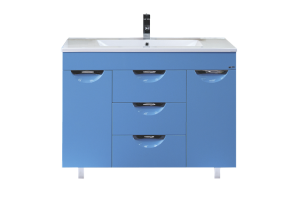 Тумба под раковину Misty Кристи 105 голубая глянцевая