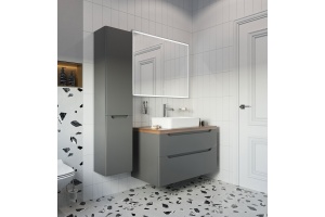 Тумба с раковиной STWORKI Берген 100 серая с темной столешницей, Bocchi Sottile 1476-001-012 - 3