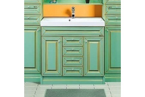 Тумба с раковиной Misty Vena 90 салатовая, патина