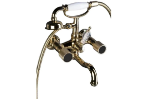 Смеситель для ванны Boheme Royal Cristal золото с черными кристаллами Preciosa и переключателем Swarovski