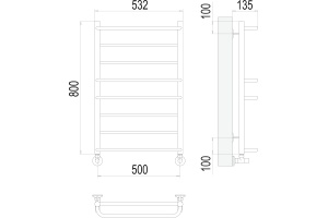 Водяной полотенцесушитель Terminus Евромикс П8 500x800 Хром - 3
