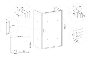 Душевой уголок Veconi Rovigo RV-046B 120x110, черный - 3