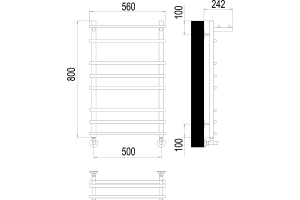 Водяной полотенцесушитель Terminus Ватра П8 500х800 с полкой Хром - 3