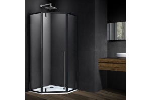 Душевой уголок Vincea Penta VSP-3P100CLB 100x100, профиль чёрный, стекло прозрачное