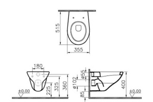Чаша для подвесного унитаза Vitra Arkitekt белый, без сиденья (6107B003-0075) - 2