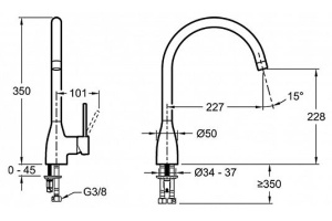 Смеситель Jacob Delafon Mariette E23303-CP для кухонной мойки - 2
