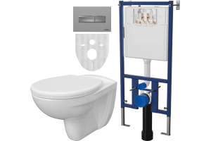 Комплект  Унитаз подвесной DIWO Анапа безободковый + Система инсталляции для унитазов DIWO 4501 с кнопкой смыва 7321 хром матовый