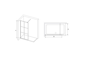 Душевая перегородка 100*200 RGW WA-11-B Чёрный/Прозрачное(Принт)/8 мм (980-1000) (Easy) - 2