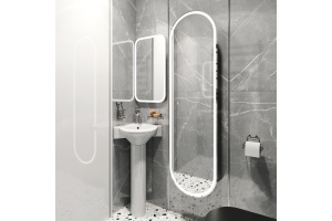 Комплект  Раковина DIWO Псков 0100 угловая + Зеркало DIWO Псков 40 с подсветкой + Сифон для раковины Wirquin Минор с отводом для стиральной машины + П