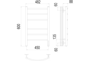 Электрический полотенцесушитель Terminus Классик П6 450x600 Белый матовый - 3