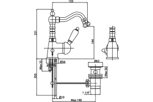Смеситель Cezares Elite ELITE-BSM2-03/24-Bi для биде - 2