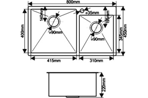 Мойка кухонная Melana S8045HG золото - 3