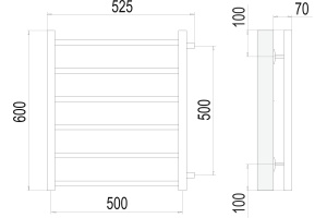 Водяной полотенцесушитель Terminus Вега П6 500x600 Хром боковое подключение - 3
