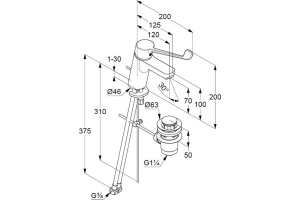 Смеситель Kludi Pure&Easy Care для медицинских учреждений 372870565 - 2