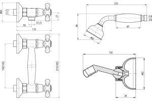 Смеситель для душа Rav Slezak Morava retro хром - золото - 2