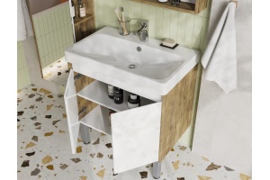 Комплект мебели Aquaton Сканди Doors 70 белый - светлое дерево - 3