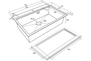 Мойка кухонная Paulmark Vast-Pro 75 темный хром - 3