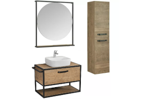 Комплект мебели Aquaton Лофт Фабрик 80 с раковиной Одри 42 темное дерево 