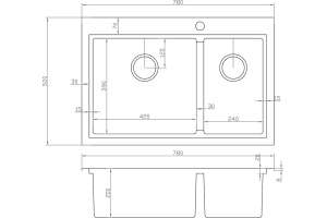 Мойка кухонная Zorg Master ZM N-78-2-52-L нержавеющая сталь - 2