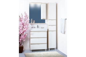 Зеркало-шкаф Бриклаер Токио 70 R светлая лиственница, белый глянец - 2