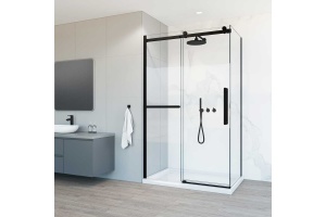 Душевой уголок Vincea Como Soft 110х100 профиль черный стекло прозрачное 