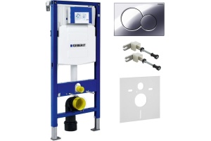 Система инсталляции для унитазов Geberit Duofix UP320 111.300.00.5 с кнопкой смыва хром, шумоизоляцией и креплениями