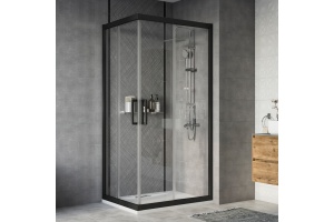 Душевой уголок STWORKI Карлстад 100x80 см профиль черный матовый