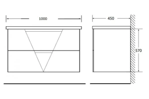 Тумба под раковину Belbagno Vittoria 100х57 Bianco/Nero Lucido (VITTORIA-1000-2C-SO-BNL) - 3