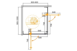 Душевой уголок Cezares Slider AH 2 80/90 90/100 C Cr - 2
