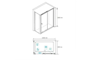 Душевой уголок RGW Classic CL-48-1В 160x80 профиль черный матовый стекло прозрачное - 3