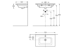 Раковина мебельная/подвесная Kerama Marazzi Piano 75 белый (PI.wb.75) - 3
