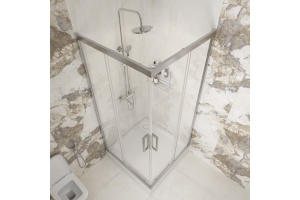 Душевой уголок STWORKI Дублин 100x100 см профиль хром матовый, прозрачное стекло, квадратный - 2