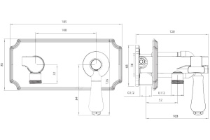 Гигиенический душ Elghansa Classicline 15C0686-Bronze (Set-49) со смесителем, С ВНУТРЕННЕЙ ЧАСТЬЮ - 3