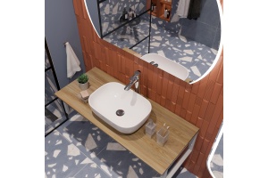 Мебель для ванной DIWO Элиста 120 светлое дерево, с раковиной Moduo 50 Square - 3