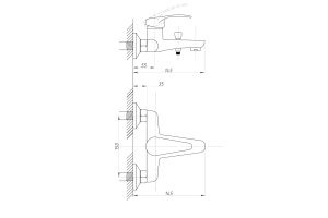 Смеситель для ванны с душем ПРОФСАН - 2