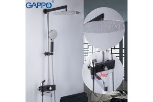 Душевая система Gappo, излив является переключателем на лейку черный/хром G2481
